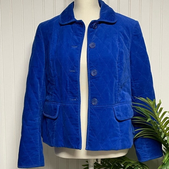 Talbots Quilted Velour Sapphire Blue Jacket Women’s 6 - Picture 1 of 10